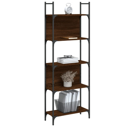 Bookshelf | Brown Oak | Engineered Wood and Powder-Coated Steel | Tall