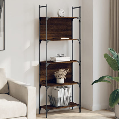 Bookshelf | Brown Oak | Engineered Wood and Powder-Coated Steel | Tall
