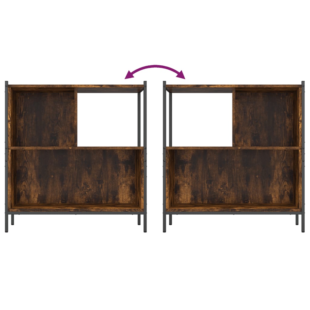 Bookcase Smoked Oak 72x28x77.5 cm Engineered Wood