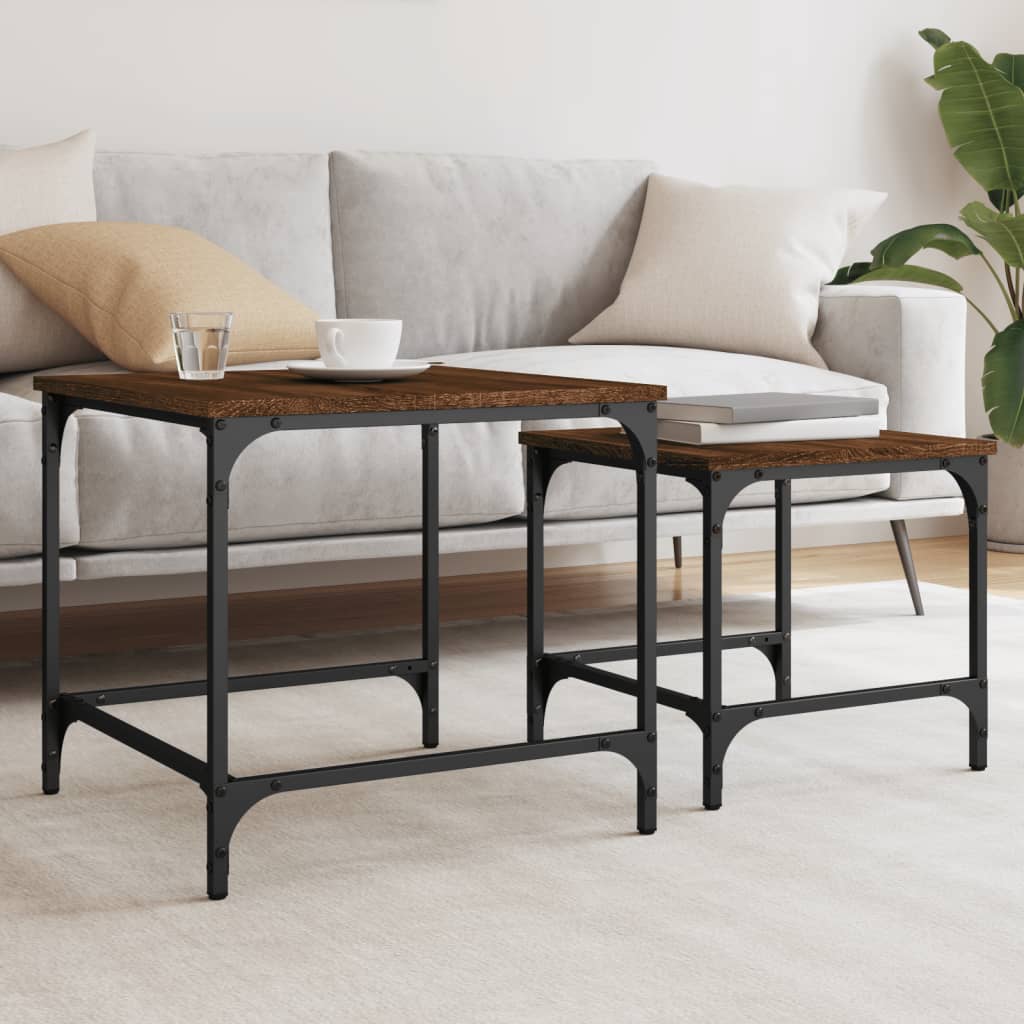 Nesting Coffee Tables 2 pcs Brown Oak Engineered Wood