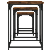 Nesting Coffee Tables 3 pcs Smoked Oak Engineered Wood
