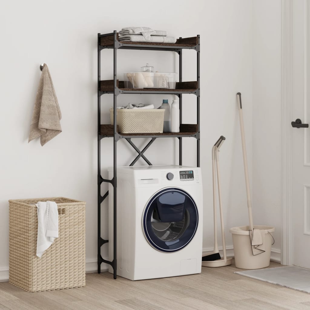 Washing Machine Shelf Brown Oak 67x25x163 cm Engineered Wood