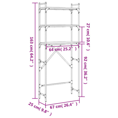 Washing Machine Shelf Black 67x25x163 cm Engineered Wood