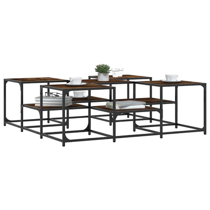 Coffee Table Smoked Oak 121x121x40 cm Engineered Wood