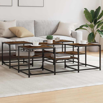 Coffee Table Smoked Oak 121x121x40 cm Engineered Wood