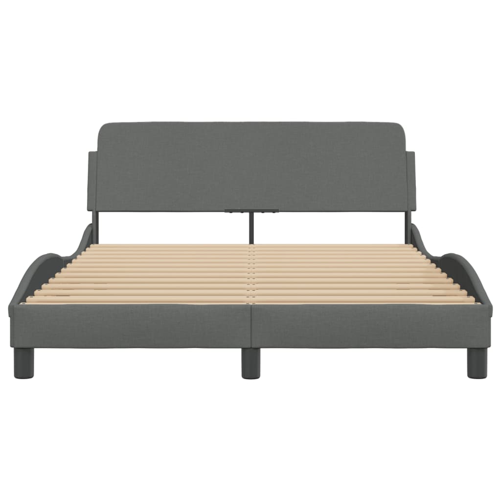 Bed Frame "Dover" Dark Gray 53.9"x74.8" Fabric