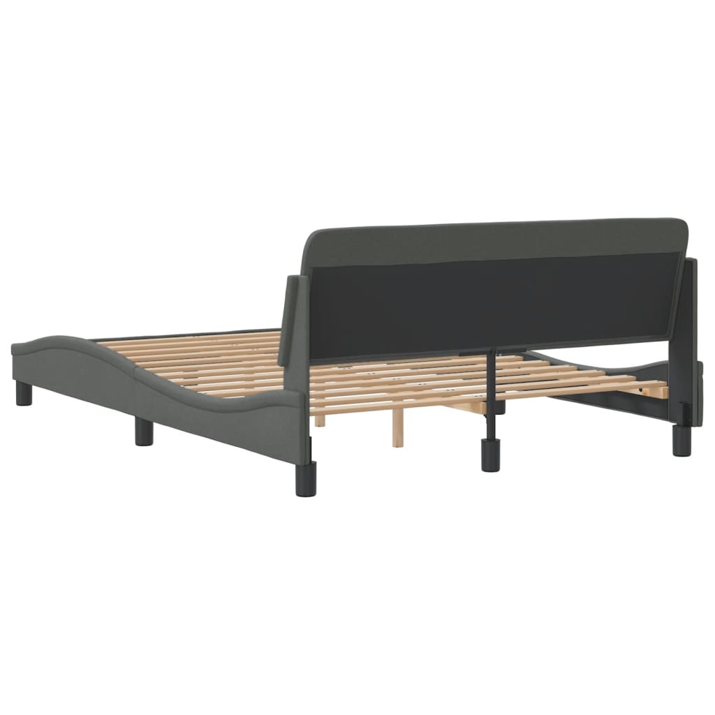 Bed Frame "Dover" Dark Gray 53.9"x74.8" Fabric