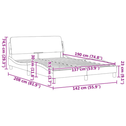 Bed Frame "Dover" Dark Gray 53.9"x74.8" Fabric