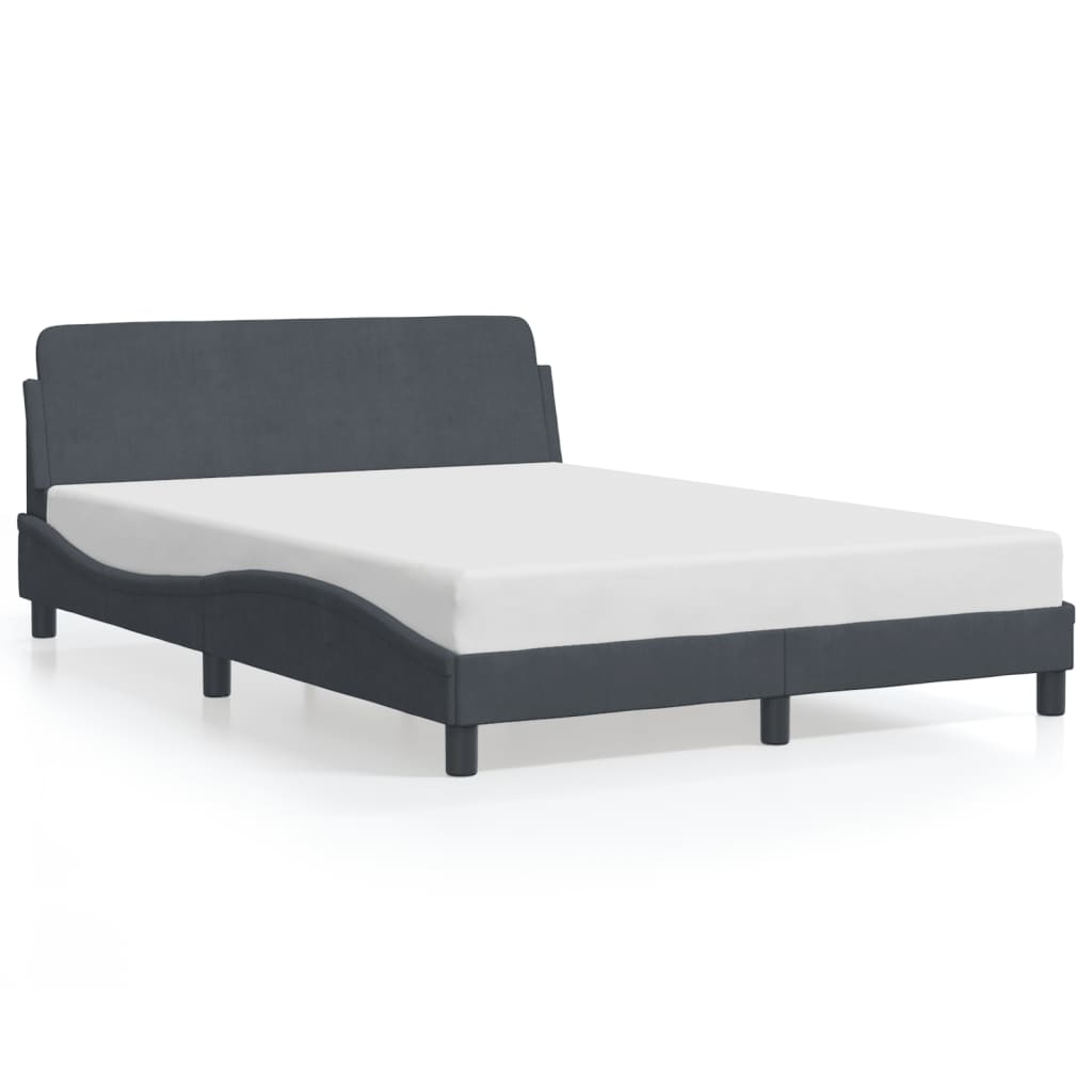 Bed Frame "Dover" Dark Gray 53.9"x74.8" Velvet