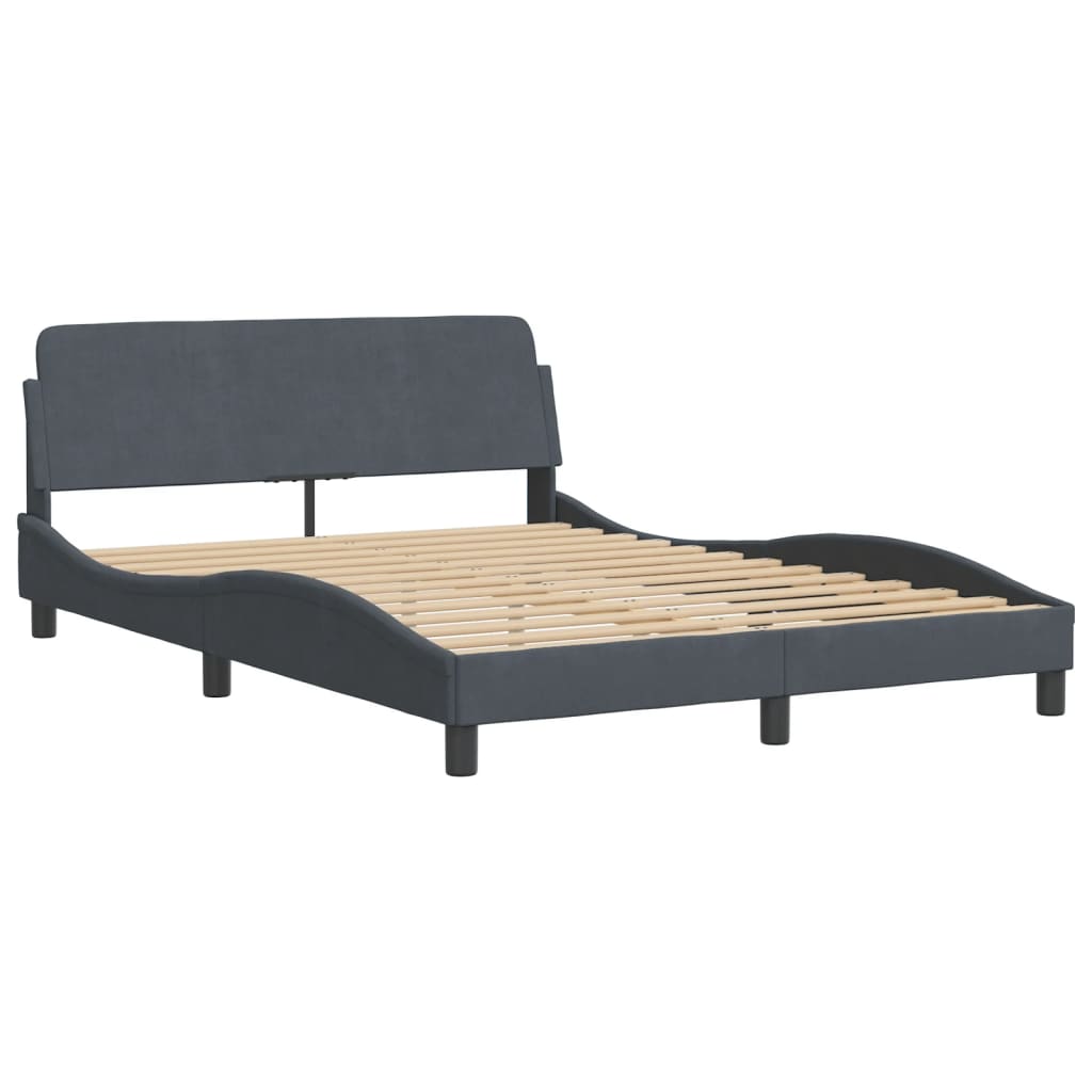 Bed Frame "Dover" Dark Gray 53.9"x74.8" Velvet