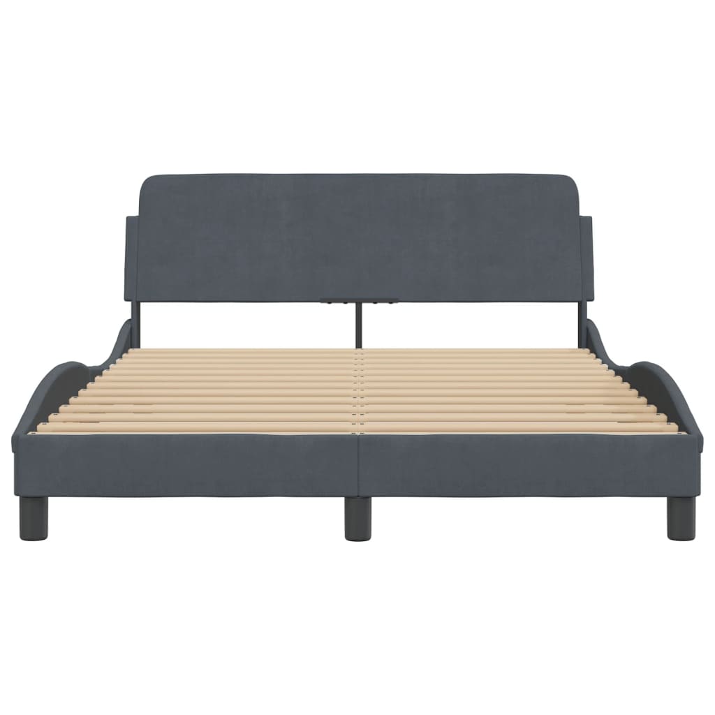 Bed Frame "Dover" Dark Gray 53.9"x74.8" Velvet