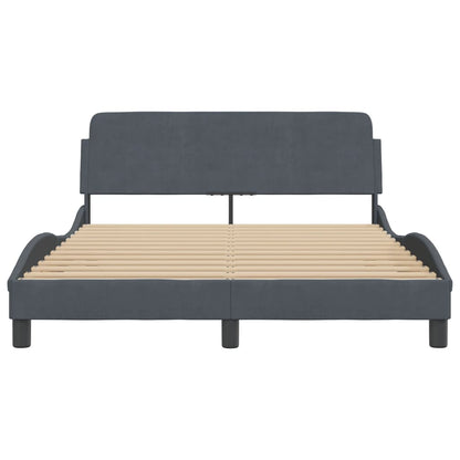 Bed Frame "Dover" Dark Gray 53.9"x74.8" Velvet