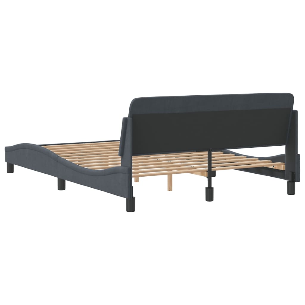 Bed Frame "Dover" Dark Gray 53.9"x74.8" Velvet
