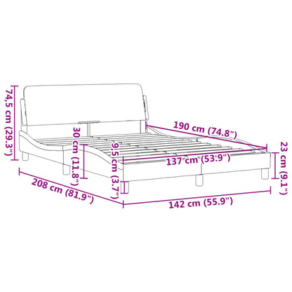 Bed Frame "Dover" Dark Gray 53.9"x74.8" Velvet
