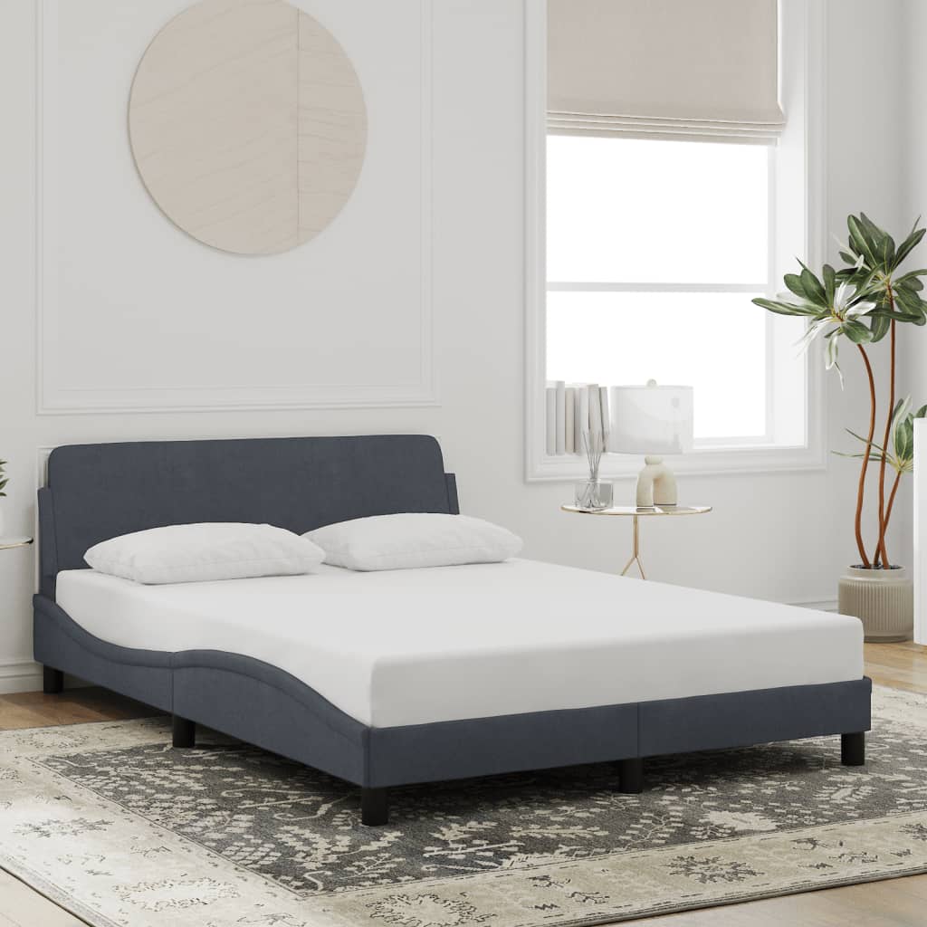 Bed Frame "Dover" Dark Gray 53.9"x74.8" Velvet