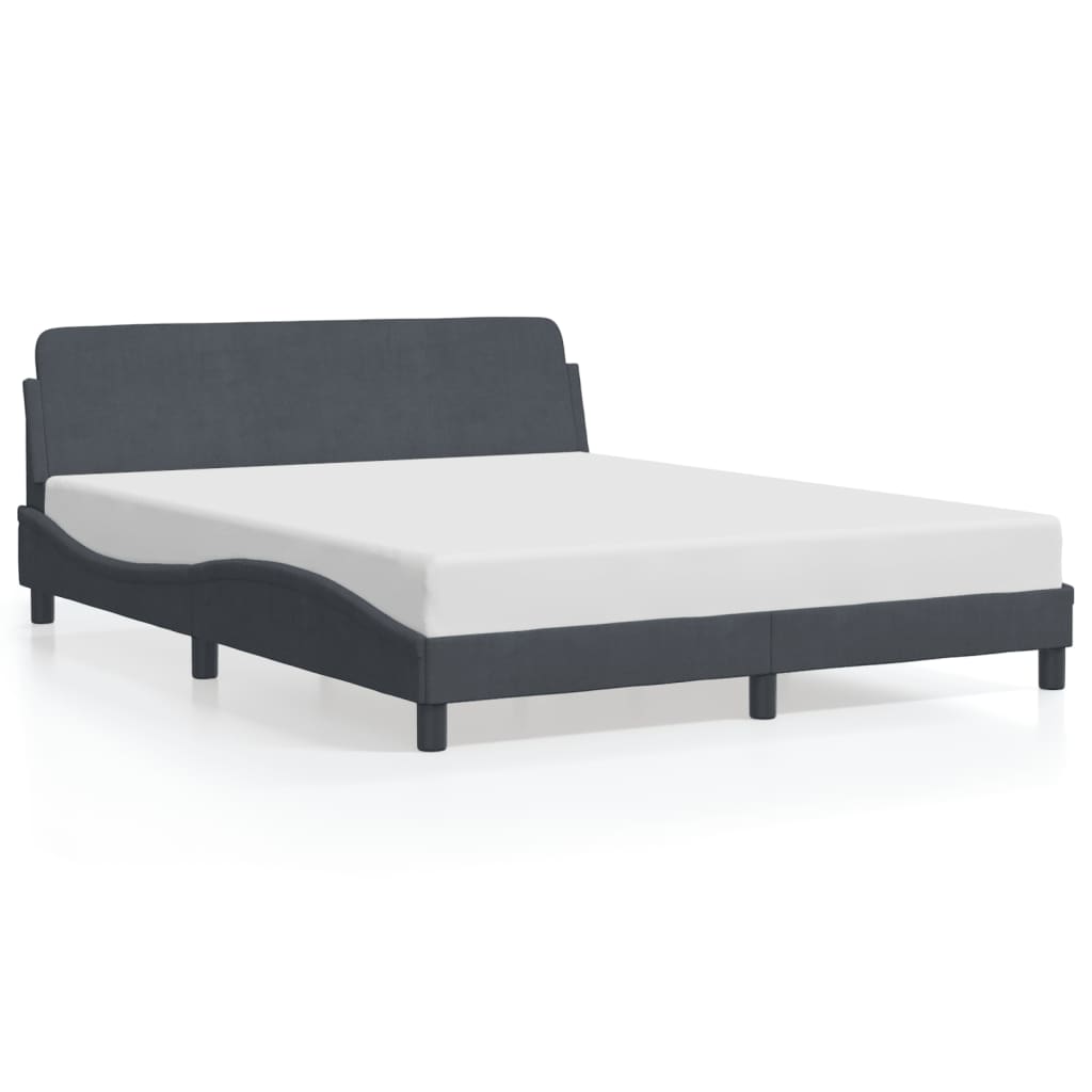 Bed Frame "Dover" Dark Gray 59.8"x79.9" Velvet