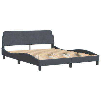Bed Frame "Dover" Dark Gray 59.8"x79.9" Velvet