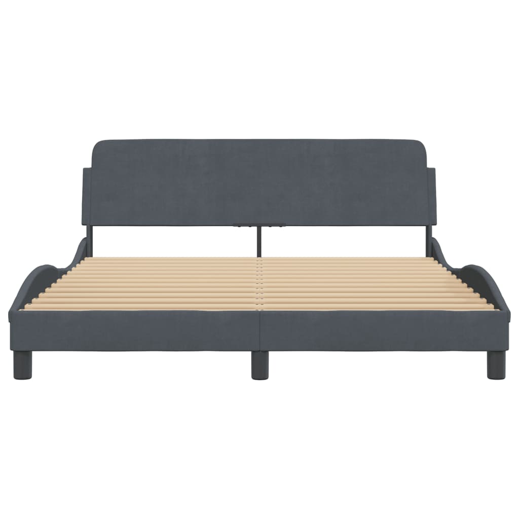 Bed Frame "Dover" Dark Gray 59.8"x79.9" Velvet