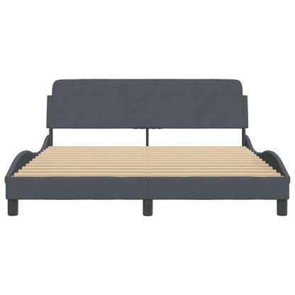 Bed Frame "Dover" Dark Gray 59.8"x79.9" Velvet