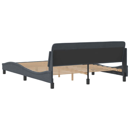 Bed Frame "Dover" Dark Gray 59.8"x79.9" Velvet