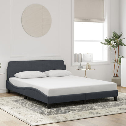 Bed Frame "Dover" Dark Gray 59.8"x79.9" Velvet