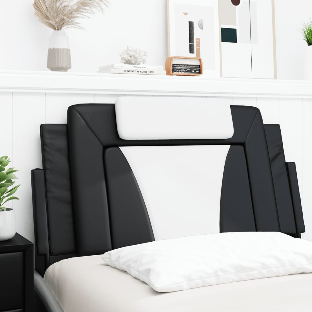 Headboard Cushion "Viana" Black and White 39.4" Faux Leather