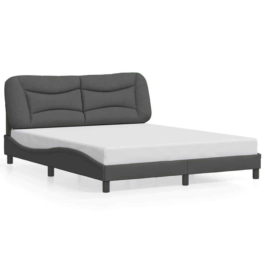 Bed Frame without Mattress "Hvar" Dark Gray 59.8"x79.9" Fabric