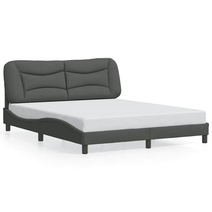 Bed Frame without Mattress "Hvar" Dark Gray 59.8"x79.9" Fabric