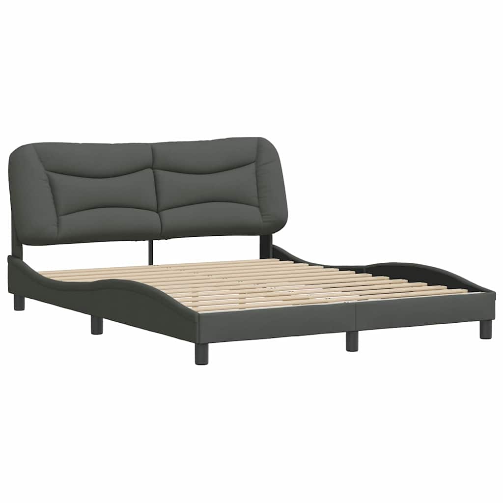 Bed Frame without Mattress "Hvar" Dark Gray 59.8"x79.9" Fabric