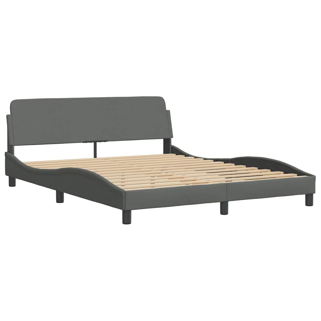 Bed Frame without Mattress "Hvar" Dark Gray 59.8"x79.9" Fabric