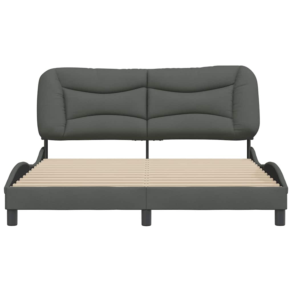 Bed Frame without Mattress "Hvar" Dark Gray 59.8"x79.9" Fabric