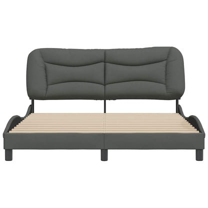 Bed Frame without Mattress "Hvar" Dark Gray 59.8"x79.9" Fabric