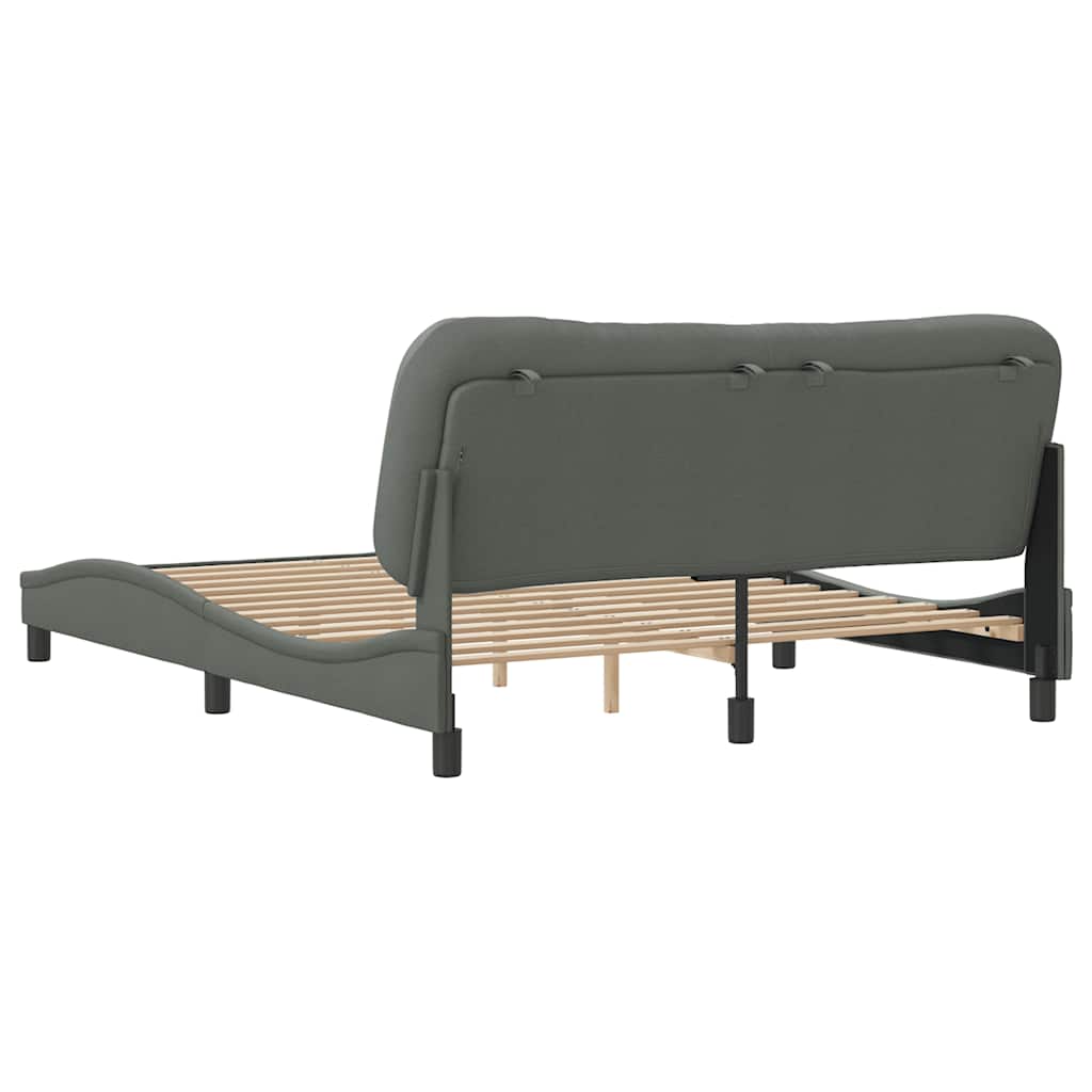 Bed Frame without Mattress "Hvar" Dark Gray 59.8"x79.9" Fabric