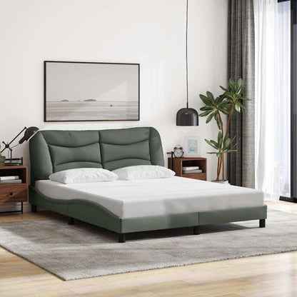 Bed Frame without Mattress "Hvar" Dark Gray 59.8"x79.9" Fabric