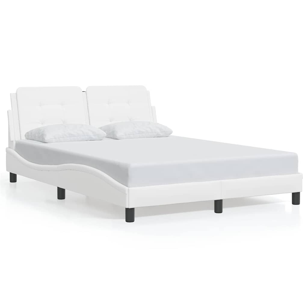 Bed Frame without Mattress "Zadar" White 53.9"x74.8" Faux Leather