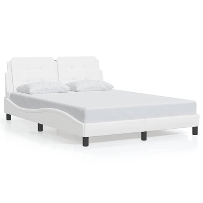 Bed Frame without Mattress "Zadar" White 53.9"x74.8" Faux Leather
