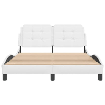 Bed Frame without Mattress "Zadar" White 53.9"x74.8" Faux Leather