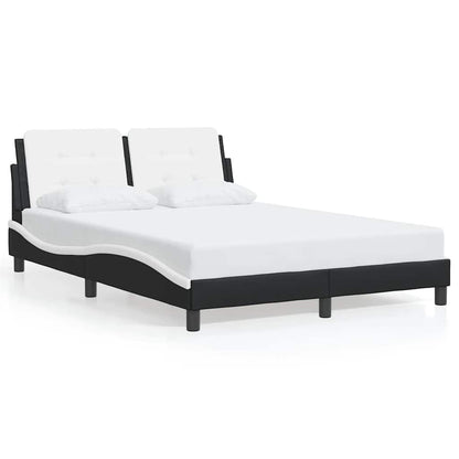Bed Frame without Mattress "Zadar" Black and White 53.9"x74.8" Faux Leather