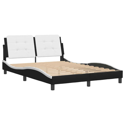 Bed Frame without Mattress "Zadar" Black and White 53.9"x74.8" Faux Leather