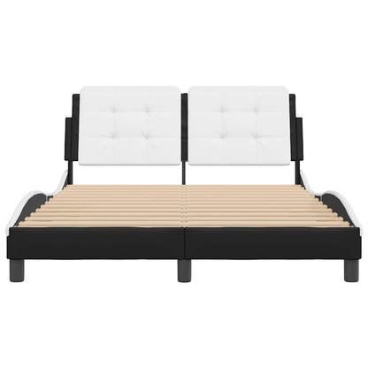 Bed Frame without Mattress "Zadar" Black and White 53.9"x74.8" Faux Leather