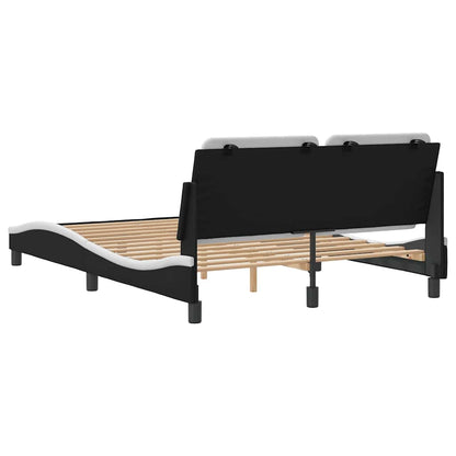 Bed Frame without Mattress "Zadar" Black and White 53.9"x74.8" Faux Leather