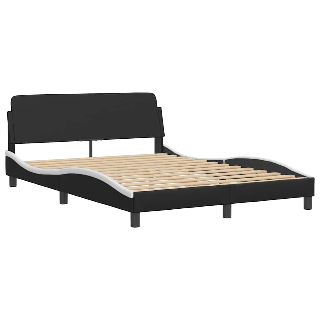Bed Frame without Mattress "Zadar" Black and White 53.9"x74.8" Faux Leather