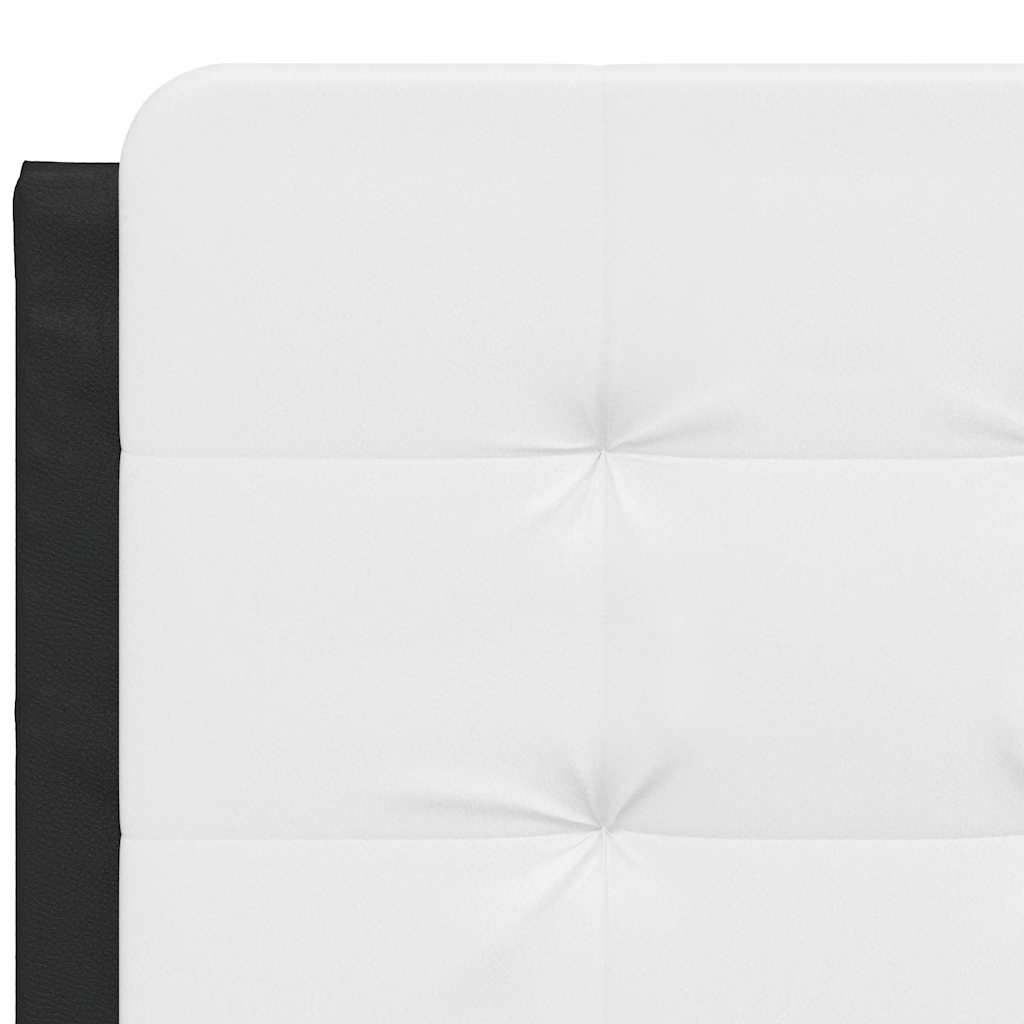 Bed Frame without Mattress "Zadar" Black and White 53.9"x74.8" Faux Leather