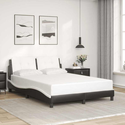 Bed Frame without Mattress "Zadar" Black and White 53.9"x74.8" Faux Leather