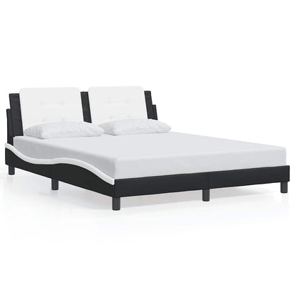 Bed Frame without Mattress "Zadar" Black and White 59.8"x79.9" Faux Leather