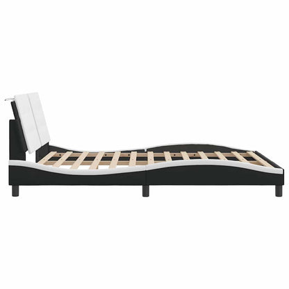 Bed Frame without Mattress "Zadar" Black and White 59.8"x79.9" Faux Leather