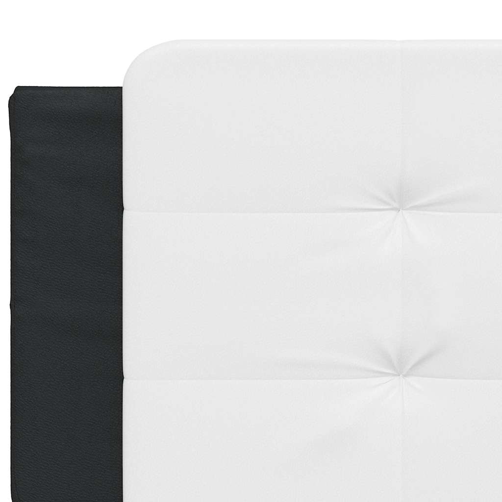 Bed Frame without Mattress "Zadar" Black and White 59.8"x79.9" Faux Leather