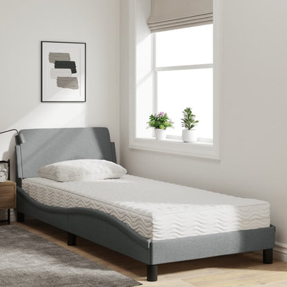 Bed with Mattress "Dover" Light Grey Single Fabric