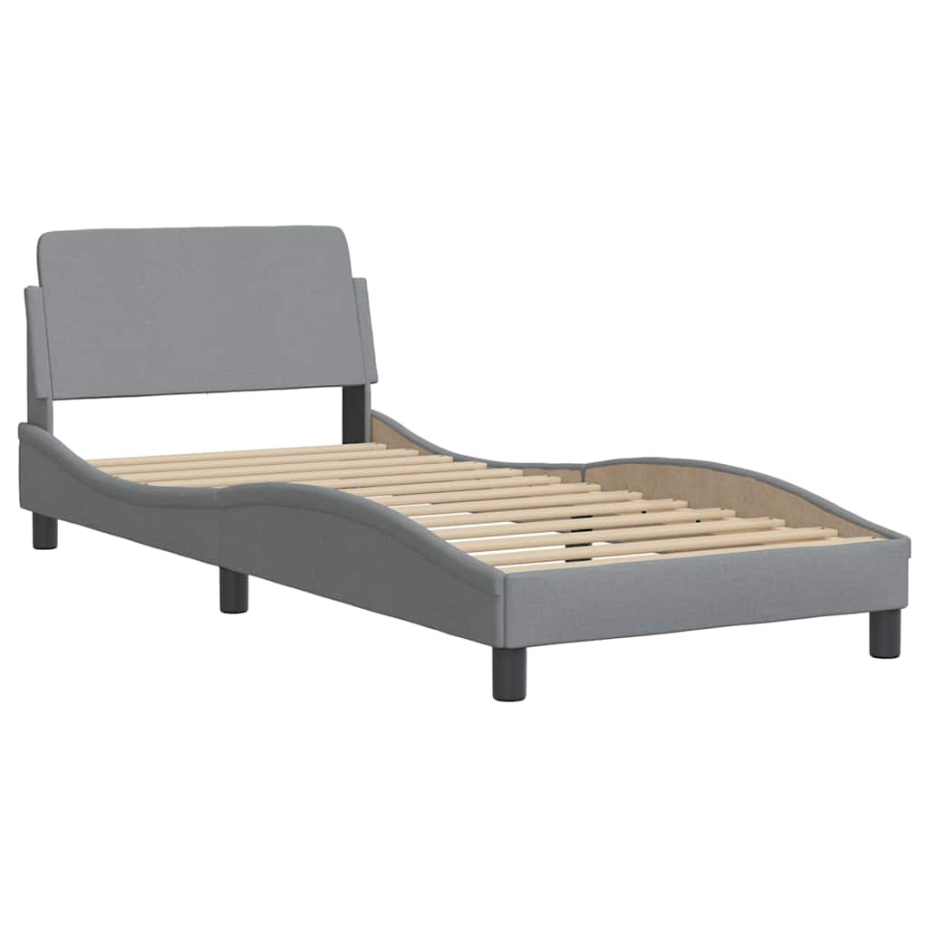 Bed with Mattress "Dover" Light Grey Single Fabric