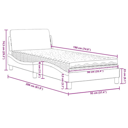 Bed with Mattress "Dover" Light Grey Single Fabric